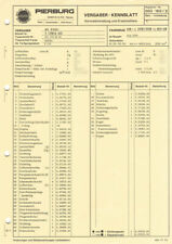 Einstelldaten Datenblatt Ersatzteilliste Solex 40 PDSI Vergaser Mercedes 208 308