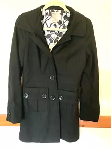 Anthropologie Tulle pea coat size M women's black classic wool academia 102948 - Picture 1 of 9