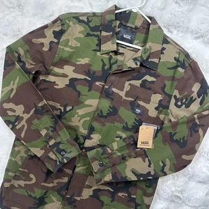 Vans Camo Canvas Chore Jacket Men's Large Outdoor Utility Military Long Sleeve - Picture 1 of 8
