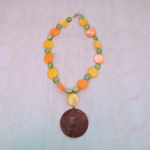 Handmade Fall Color Shell Necklace Women 21 Inches - Picture 1 of 7