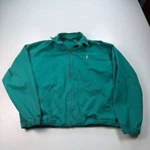 Chaqueta Polo Ralph Lauren Harrington Para Hombre Mediana Verde Algodón Bolsillos con Cremallera Completa - Imagen 1 de 7