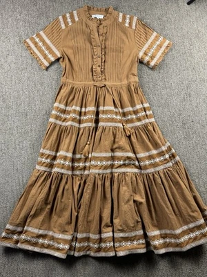 Ivy City Co Womens XXS Santorini Tiered Maxi Dress Short Sleeve Embroidered - Image 1 of 4