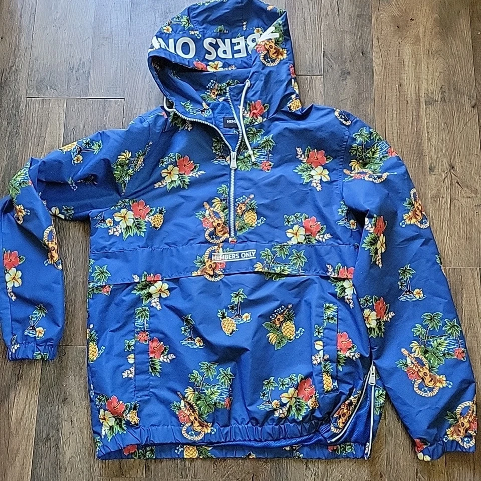 Женская куртка ТОЛЬКО для членов размер M гавайский принт четверть молнии ветровка с капюшоном  - Изображение 1 из 4