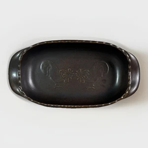 FRIESLAND STONEWARE DEEP CASSEROLE DISH Rooster Pattern Brown Ceramic Dish Tray - Picture 1 of 8