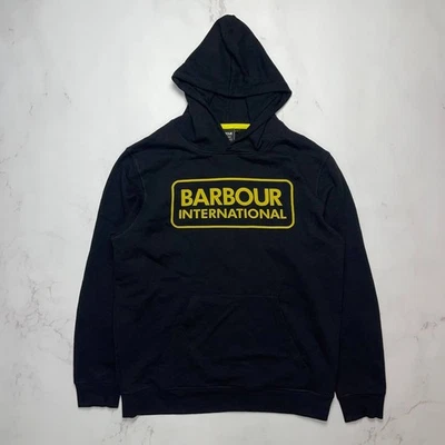 Sudadera con Capucha Barbour International Logo Grande Talla L Vintage Negra Foto 1 de 4