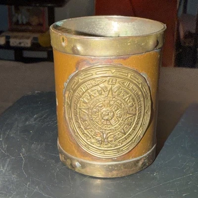MINI 2.25  Inch COPPER Mexican Mug Aztec Calendar? - Image 1 of 4