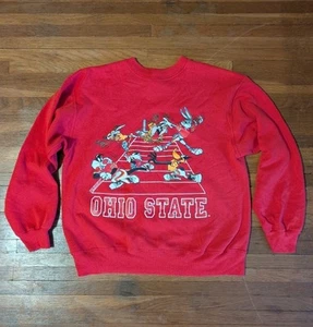 Vintage OSU Ohio State Buckeyes Sweatshirt Looney Tunes Size Large 1996 90s - Picture 1 of 5