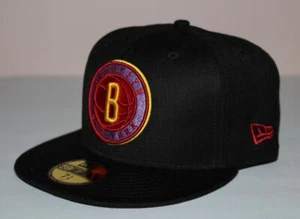 59Fifty New Era Fitted Hat Cap BROOKLYN NETS NBA Black Burgundy Size 7 5/8 *7J - Picture 1 of 8