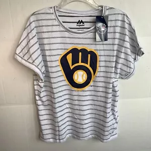 Milwaukee Brewers MLB V-Neck Shirt Women's Size Medium Majestic NWT - Picture 1 of 4