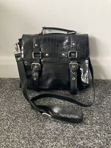 Women’s Satchel bag Crossbody shoulder bag - Black Croc Print