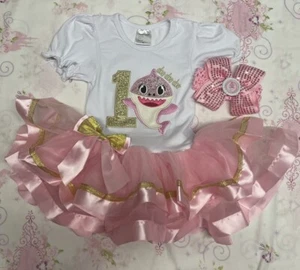 Shark Birthday Party Tutu Outfit 1st Birthday Party baby Dress - Picture 1 of 2