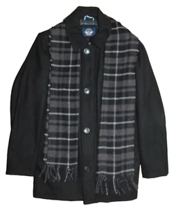 NEW Men's Dockers Black Wool Blend Pea Coat with Scarf SMALL - Picture 1 of 10