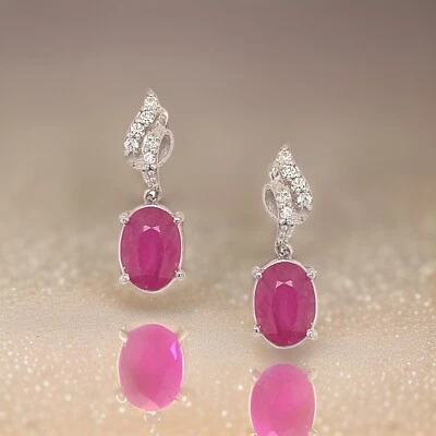 Natural Ruby Diamond Earrings 14k Gold 1.55 TCW Certified $3,050 018663 - Image 1 of 4