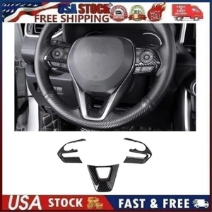 ABS Steering Wheel Trim 3PCS For 2019-2024 Toyota RAV4 Corolla Carbon Fiber - Picture 1 of 18