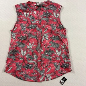 Dunnes Pink Sleeveless Jungle leopard print Blouse size M Summer Casual Work - Imagen 1 de 10