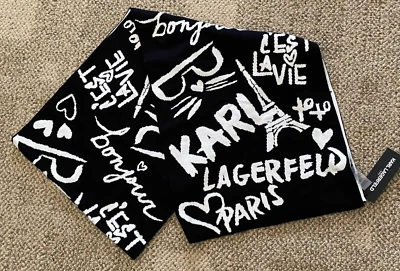 Karl Lagerfeld длинный вязаный шарф L4KS7870 черный / белый - Изображение 1 из 3