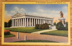 Parthenon Centennial Park Nashville TN Postcard PC 1930s Curteich Tennessee - Imagen 1 de 1