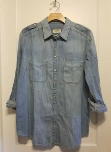 EXPRESS Boyfriend Shirt, 100% Cotton, Faded Blue, Size L/G, NWT - Picture 1 of 8