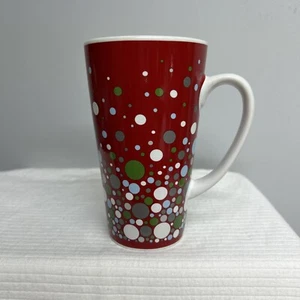 Starbucks 2004 Christmas Holiday Coffee Mug Cup Red Bubbles Polka Dots - Picture 1 of 6