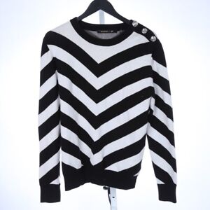 Balmain Paris x H&M Black White Maxi Chevron Side Button Crewneck Sweater S NR