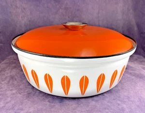 Vintage Large Catherineholm Norway 10½" Diameter LOTUS Covered Casserole Orange - Picture 1 of 10