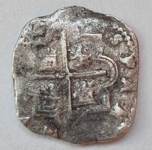 Spain,Spanish Philip II 4Reales  Silver Cob Coin,Pirates 12.07gr F+