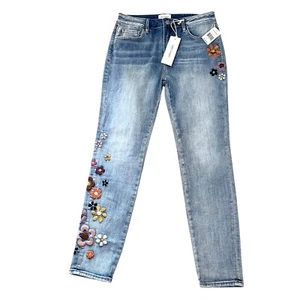 NWT Driftwood Jackie High Rise - skinny Embroidered Stretch Jeans 27 - Picture 1 of 8