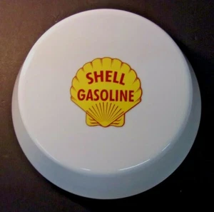 Vintage White Milk Glass Ceiling Schoolhouse Light Shade SHELL GASOLINE DECAL - Picture 1 of 3
