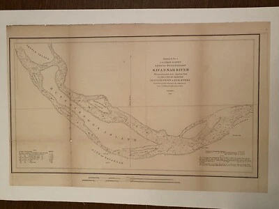 1851 US Coast Survey ,AD Bache Rare Map Of Savannah River ,United States - Image 1 of 4