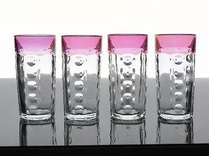HEISEY OLD SANDWICH CRANBERRY FLASH 10-OZ FLAT TUMBLERS GLASSES - SET OF 4 - Picture 1 of 8