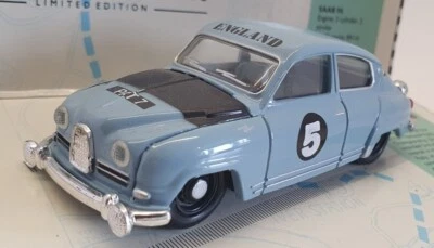 Corgi 1/43 Scale Model Car 96662 - Saab 96 #5 Pat Moss - Blue/Grey - Image 1 of 4