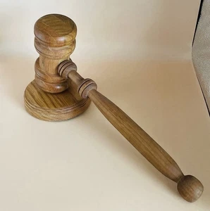 Gavel & Block Large Handmade Turned Wood Judge Auctioneer Meeting Lawyer 12" - Picture 1 of 7