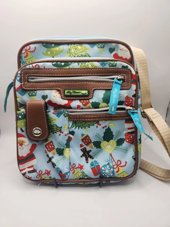 Lily Bloom Christmas Crossbody Bag Santa Gingerbread Trees Gifts Eco Friendly - Image 1 of 4