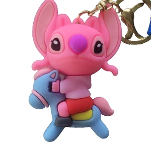 Stitch Keychain Charm Lilo & Stitch Pink Rubber Figure Key Ring Strap Bag Charm - Picture 1 of 23