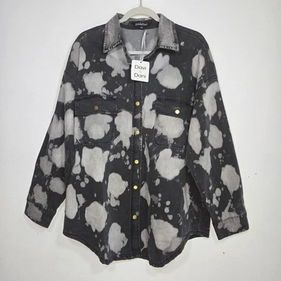 Chaqueta de mezclilla negra Davi & Dani nueva con etiquetas lavado ácido. Talla 2XL Foto 1 de 4