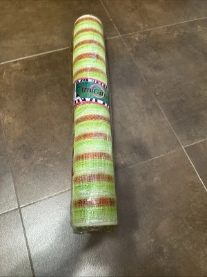 Red de malla verde con rayas rojas - 21" X 10 yardas de tmiGifts - Nuevo rollo Foto 1 de 3