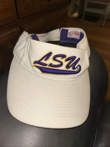 Vintage LSU Tigers Visor Hat Cap Strapback Purple Yellow Embroidered 1995 - Picture 1 of 4