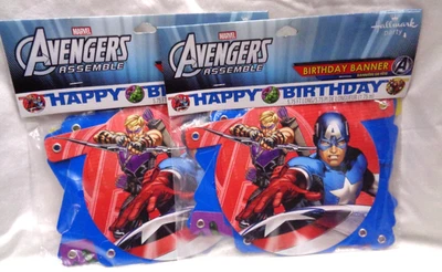 Lote de 2 banners de cumpleaños Hallmark Party/2 Marvel AVENGERS ASSEMBLE 5,75" L Foto 1 de 3