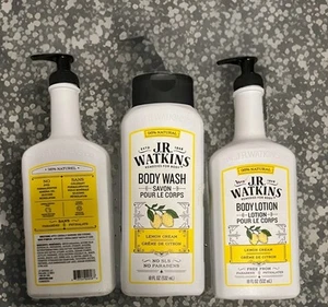 2-Pack J.R. Watkins Body Lotion Daily 99% Natural Lemon Cream 18 Oz + Body Wash - Picture 1 of 2