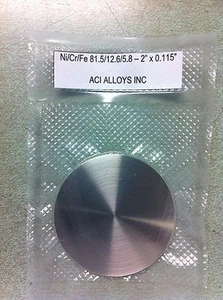 Objetivo de pulverización Inconel 600: Ni/Cr/Fe 99,95% puro 2,00" diámetro x 3 mm de espesor - Imagen 1 de 1