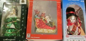 Three VTG Hand Blown European Style Christmas Ornaments Baby New Year Santa Tree - Picture 1 of 8