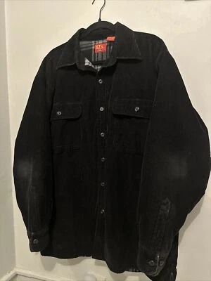 Vintage EZ’s Haggar Black Corduroy Lined Work Barn Coat Button Plaid L - Image 1 of 4