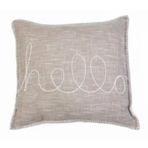Hello Pure Cashmere Throw Pillow 20"x20" Quoted wit h, "Hello" Decorative Pillow - Picture 1 of 5