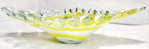 Hermoso jarrón de vidrio soplado a mano amarillo/blanco - Imagen 1 de 4