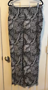 Chico's Black/White Breezy Palm Crinkle Ankle Pull On Pants Size 1(8/10)NWT - Picture 1 of 10