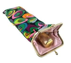 Vintage Colorful Ladie's Purse Kisslock Flask Sleeve Case with Flask - Picture 1 of 5