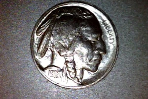 1913 Buffalo Nickel Indian Face And Liberty V Nickel Fantasy Pantolette - Bild 1 von 2