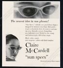 1953 Claire McCardell cat eye sunglasses Sun Specs photo vtg fashion print ad