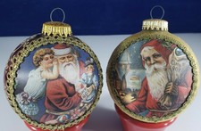 Vintage Glass Ball Lace Santa Fabric Glitter Flowers  Christmas Ornament Lot
