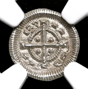 HUNGARY. Bela II, 1131-1141, Silver Denar, NGC MS62 - Picture 1 of 4